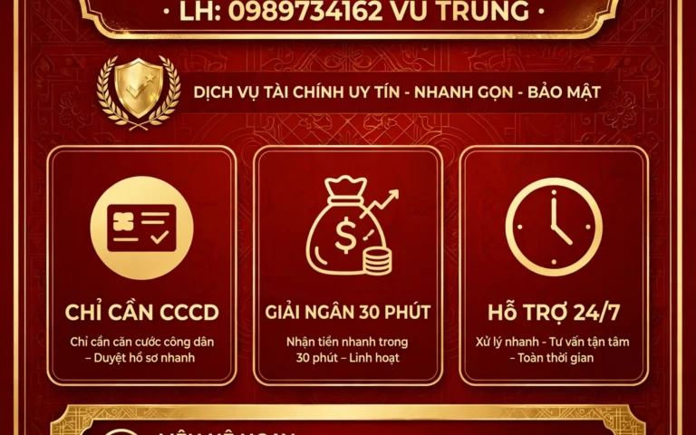 VAY TIỀN HOA LƯ NINH BÌNH - CHỈ CẦN CCCD, GIẢI NGÂN 30 PHÚT TẬN NƠI - LH: 0989734162 VŨ TRUNG